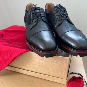 NEW CHRISTIAN LOUBOUTIN Smooth Textured Calfskin Mika Sky Men's Oxford Flats